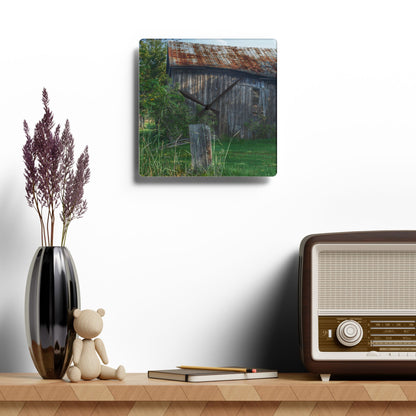 U R There Photography Rusted Grey Rustic Farmhouse Acrylic Analog Wall Clock