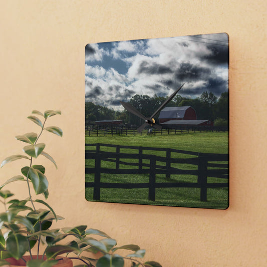 U R There Photography Hosner Road Farm Rustic Farmhouse Acrylic Analog Wall Clock