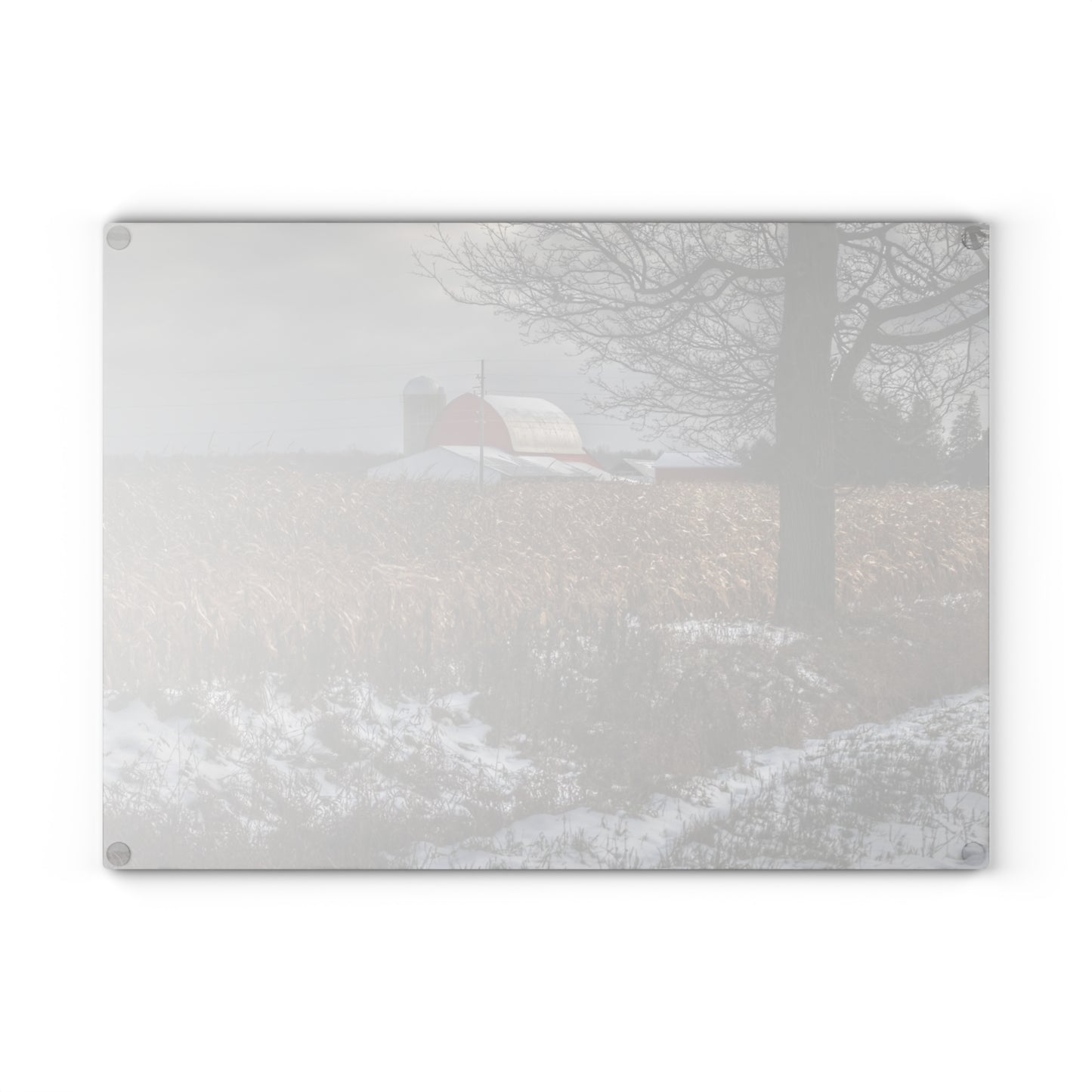 U R There Photography Edward Road Red Rustic Farmhouse Tempered-Glass Cutting Board