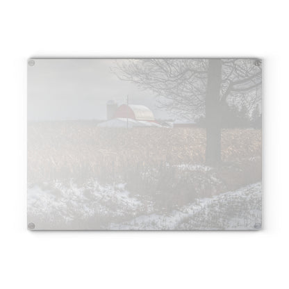 U R There Photography Edward Road Red Rustic Farmhouse Tempered-Glass Cutting Board