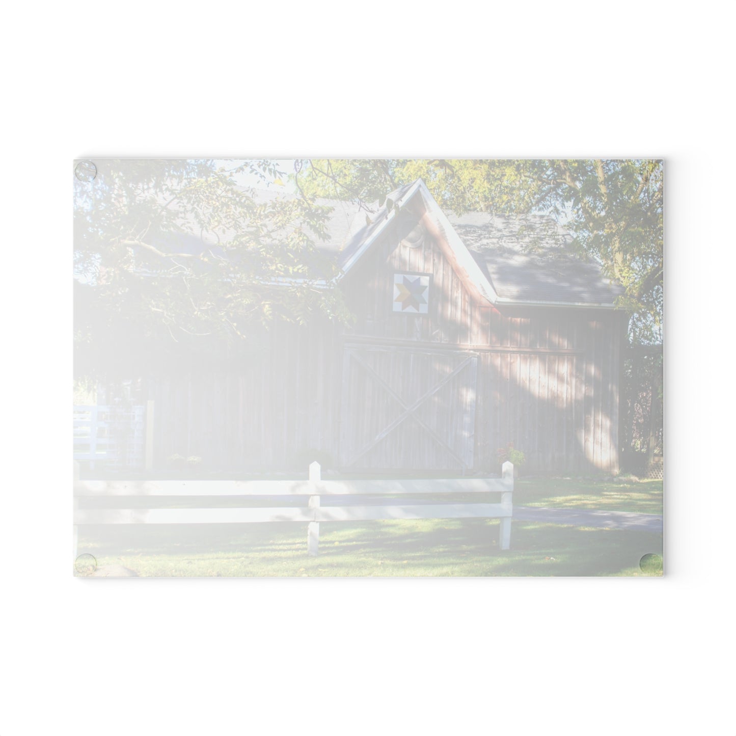 U R There Photography Hunters Creek Quilted II Rustic Farmhouse Tempered-Glass Cutting Board