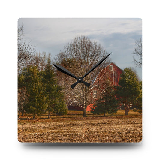 Irish Road Hidden Red Rustic Farmhouse Acrylic Analog Wall Clock 10.75'' × 10.75'' (Square)