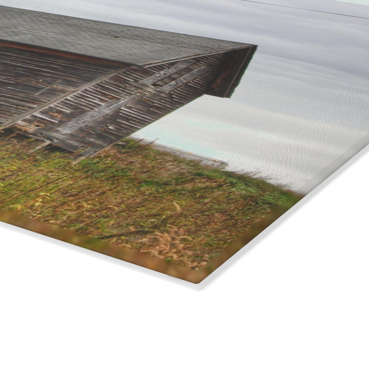 U R There Photography Fisher Road Grey Rustic Farmhouse Tempered-Glass Cutting Board