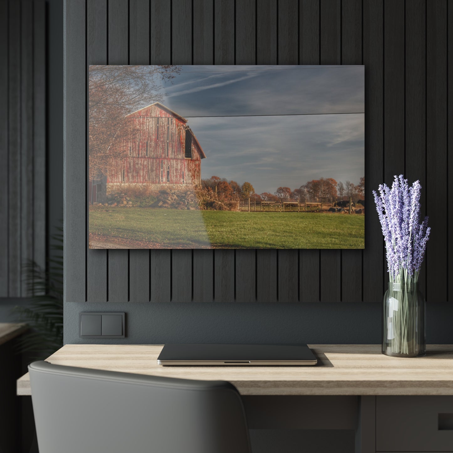 U R There Photography Marathon Road Red Cow Barn Rustic Farmhouse Acrylic Wall Print