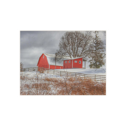 U R There Photography Catlin Red and Fence II Rustic Farmhouse Decorative Ceramic Tile
