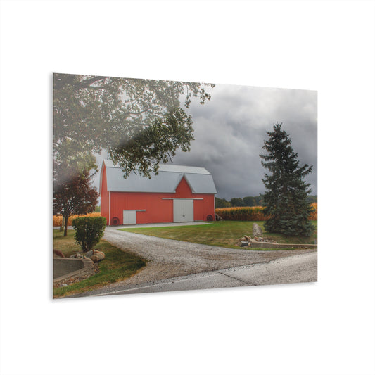 U R There Photography Richville Road Red Rustic Farmhouse Acrylic Wall Print