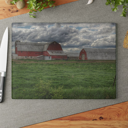 U R There Photography Northern Sandusky Reds Rustic Farmhouse Tempered-Glass Cutting Board
