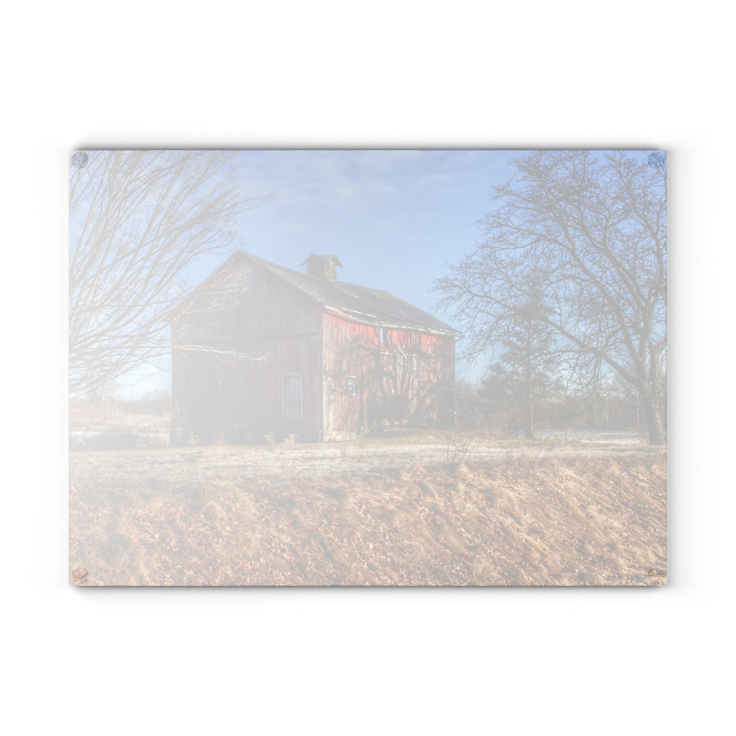 U R There Photography M-24 Barn at the Bend I Rustic Farmhouse Tempered-Glass Cutting Board
