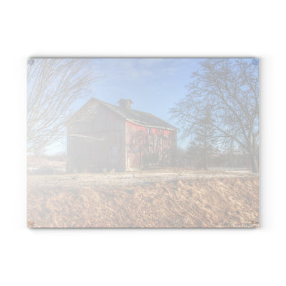 U R There Photography M-24 Barn at the Bend I Rustic Farmhouse Tempered-Glass Cutting Board