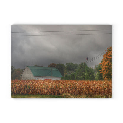 U R There Photography Saginaw Road White Rustic Farmhouse Tempered-Glass Cutting Board