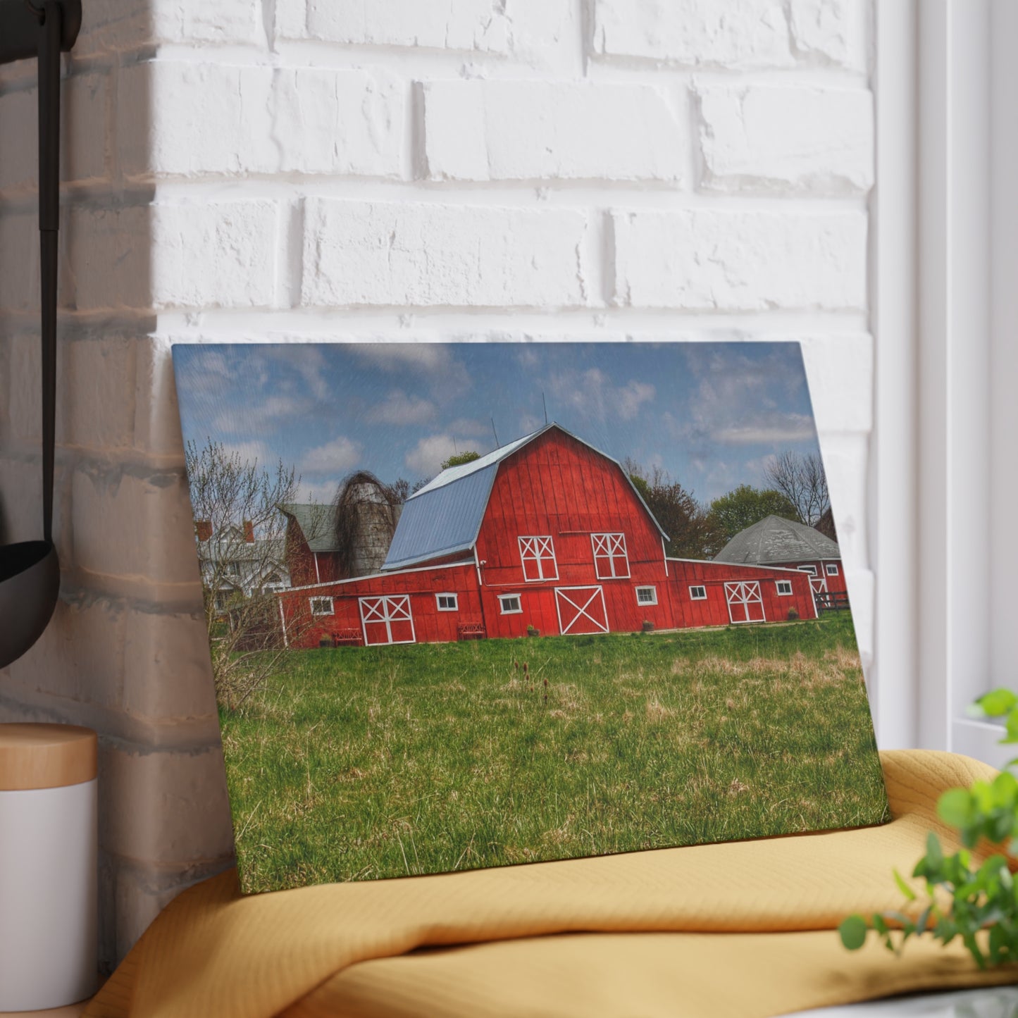 Barn Boutique Rustic Tempered-Glass Cutting Board| Delano Road Red