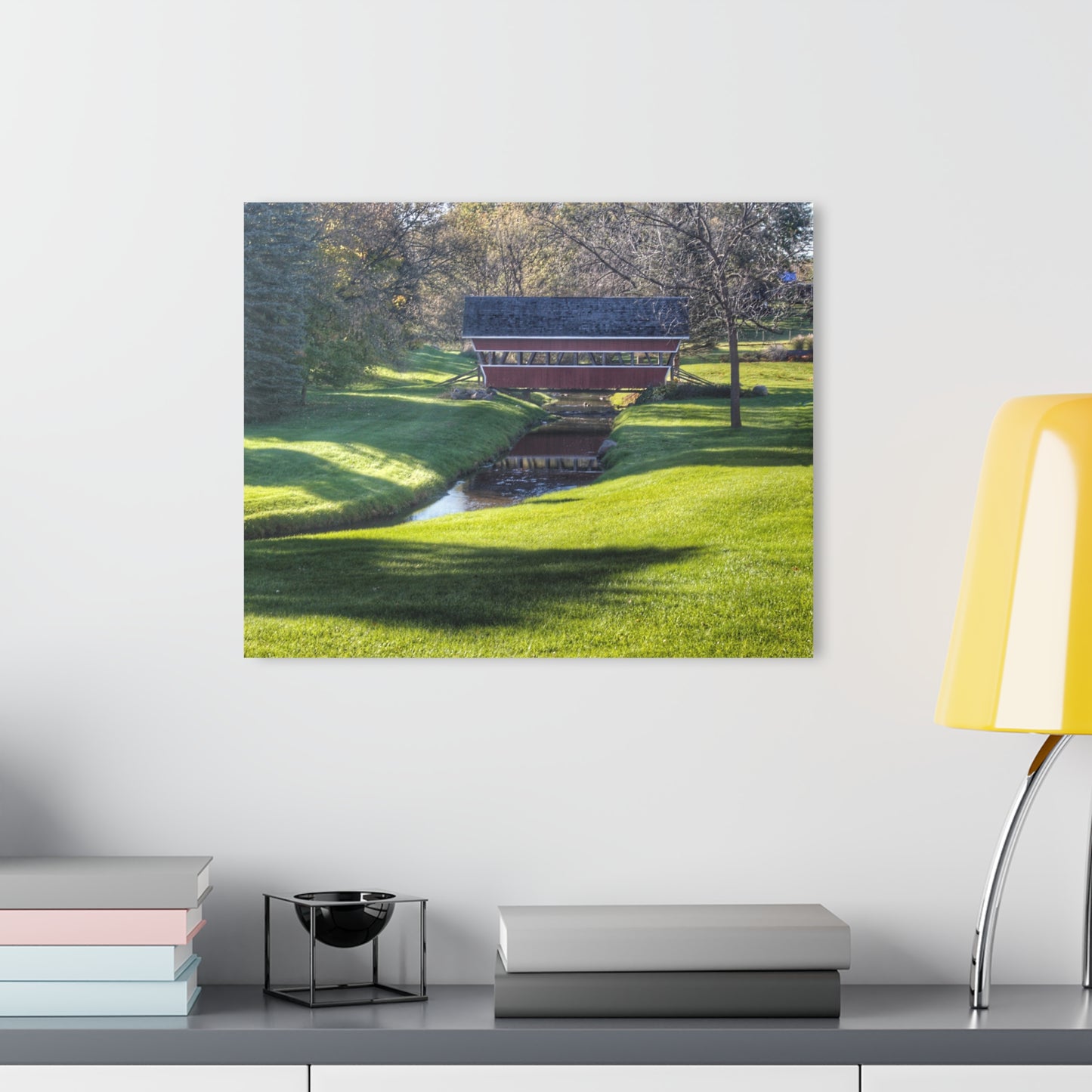 U R There Photography Hadley Covered Bridge I Rustic Farmhouse Acrylic Wall Print