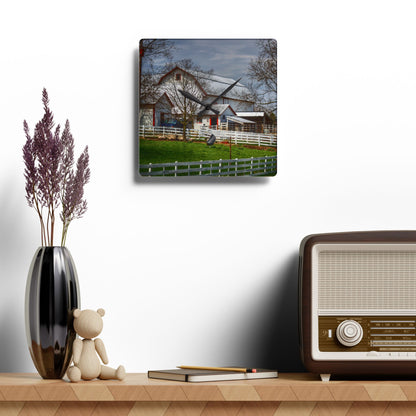 U R There Photography Henderson Whites Rustic Farmhouse Acrylic Analog Wall Clock
