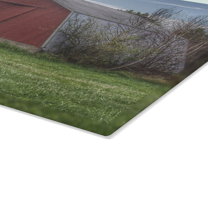 U R There Photography Piersonville Road Red Quonset Rustic Farmhouse Tempered-Glass Cutting Board