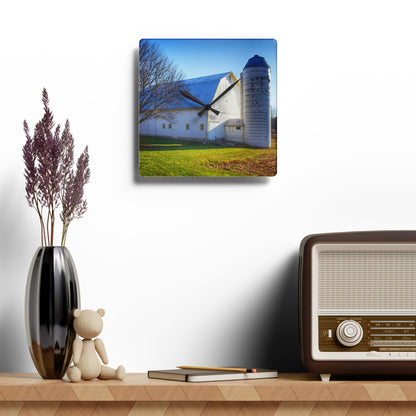 U R There Photography Elba White Rustic Farmhouse Acrylic Analog Wall Clock
