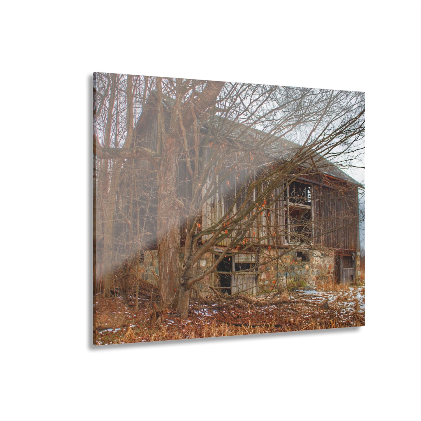 U R There Photography Norway Lake Hidden Grey II Rustic Farmhouse Acrylic Wall Print