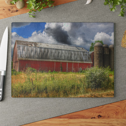 U R There Photography Shelby Red I Rustic Farmhouse Tempered-Glass Cutting Board