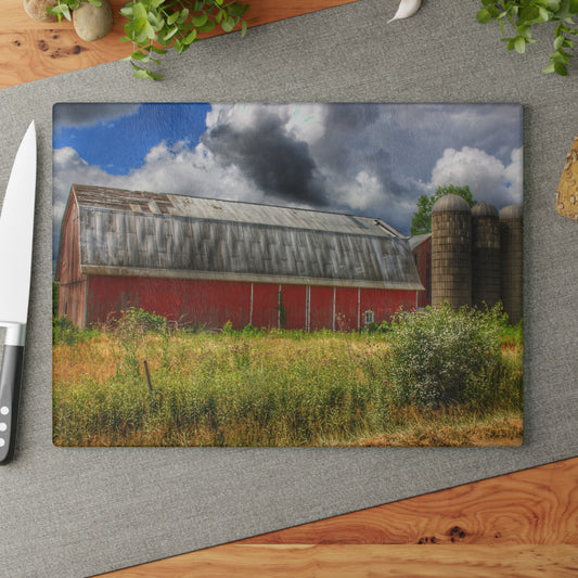 U R There Photography Shelby Red I Rustic Farmhouse Tempered-Glass Cutting Board