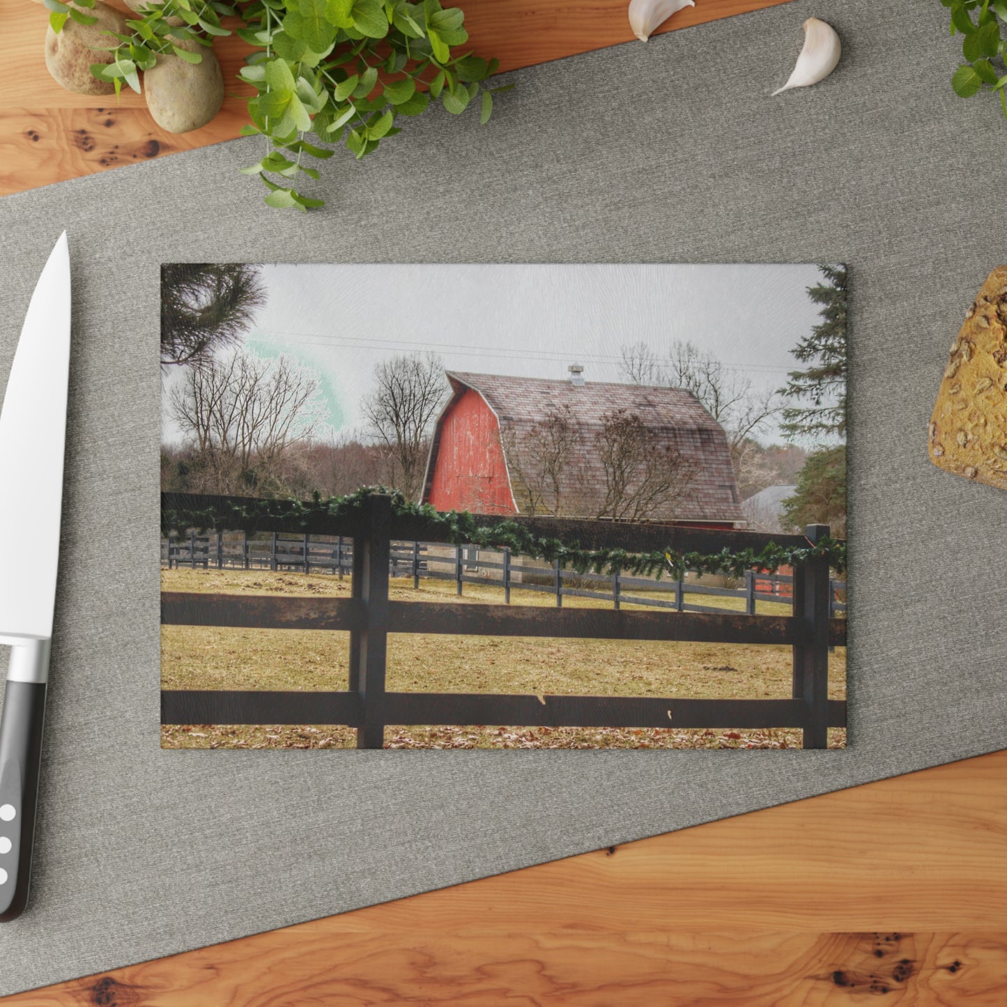 U R There Photography Beyond the Fence on Blood Road Rustic Farmhouse Tempered-Glass Cutting Board