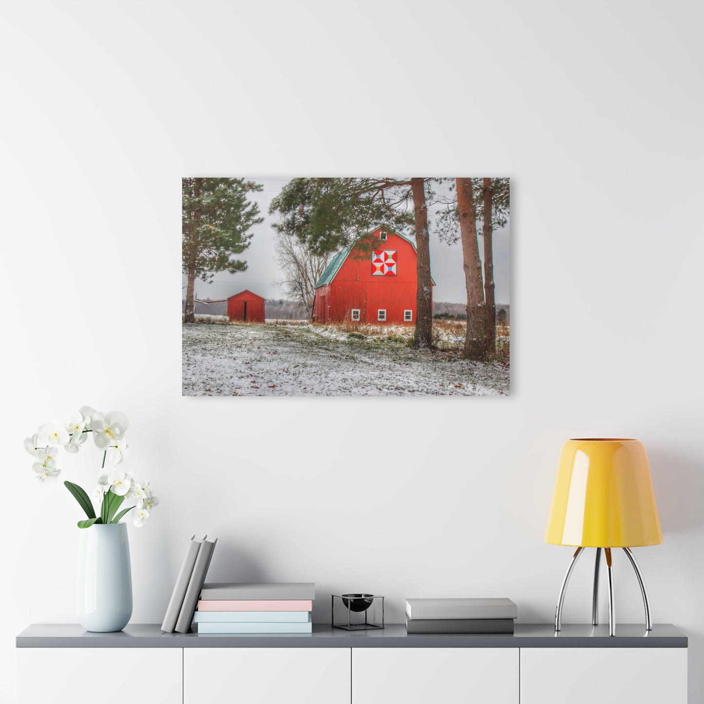 U R There Photography McKail Road Quilted Red Rustic Farmhouse Acrylic Wall Print