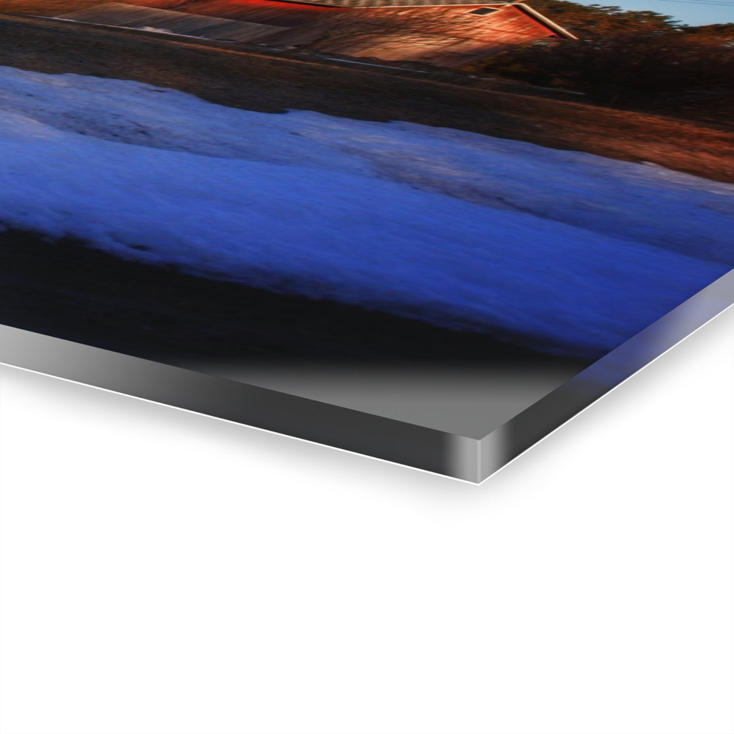 U R There Photography M-15 Reds in Winter Rustic Farmhouse Acrylic Wall Print