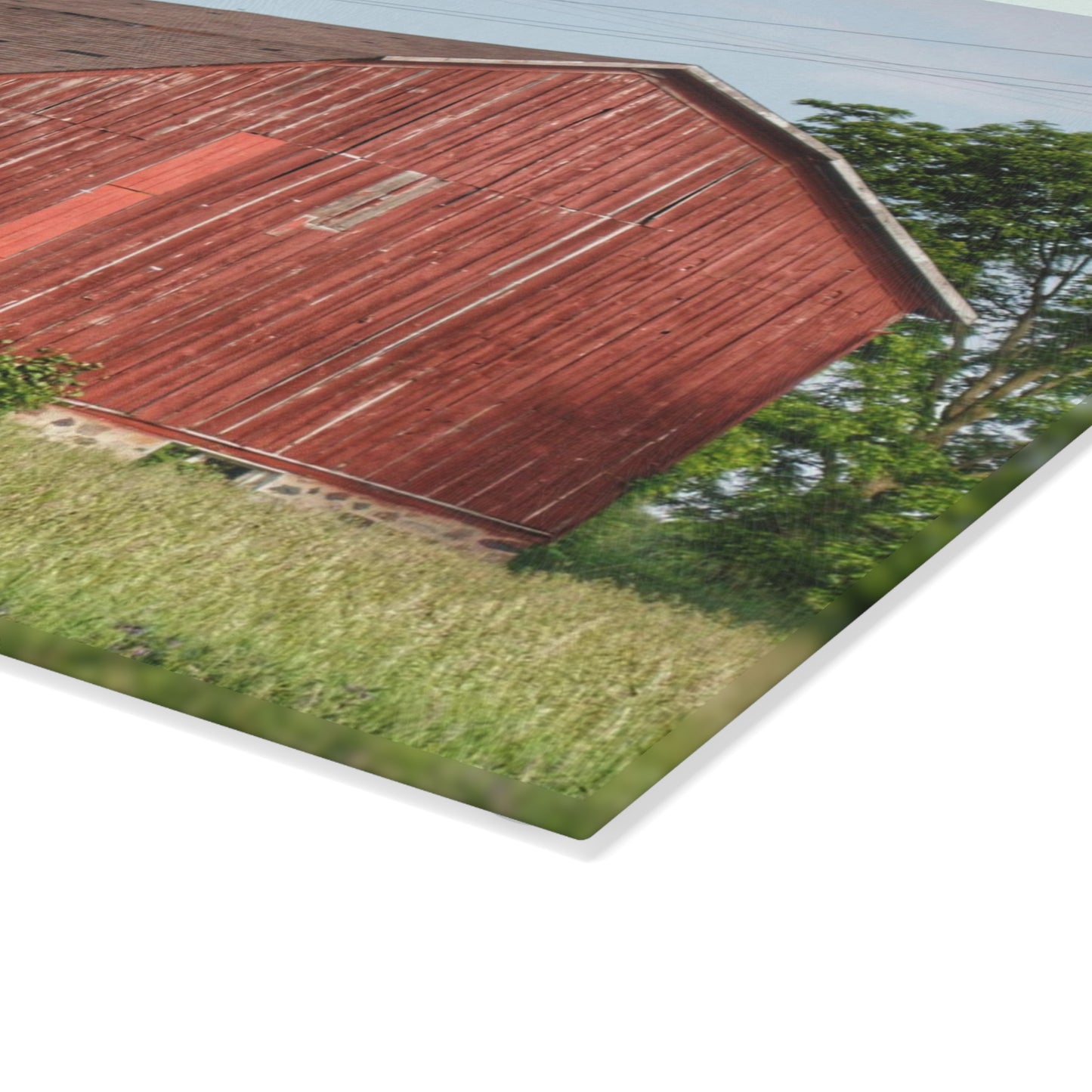 U R There Photography Armstrong Road Red I Rustic Farmhouse Tempered-Glass Cutting Board