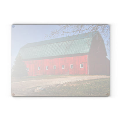 U R There Photography Perry Road Red Rustic Farmhouse Tempered-Glass Cutting Board