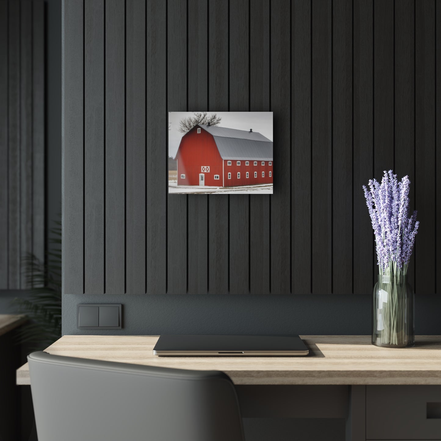 U R There Photography Hollow Corners Red Tree Silo II Rustic Farmhouse Acrylic Wall Print