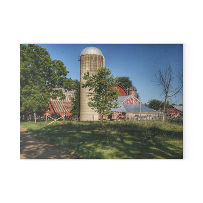 U R There Photography Tody Road Reds Rustic Farmhouse Tempered-Glass Cutting Board