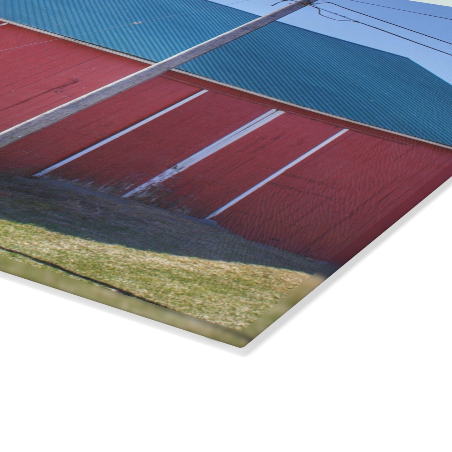 U R There Photography Imlay City Road Red II Rustic Farmhouse Tempered-Glass Cutting Board