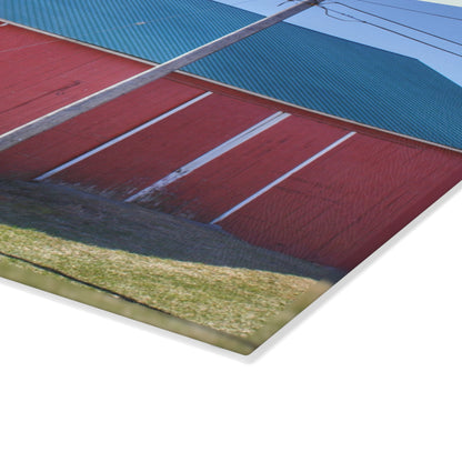 U R There Photography Imlay City Road Red II Rustic Farmhouse Tempered-Glass Cutting Board