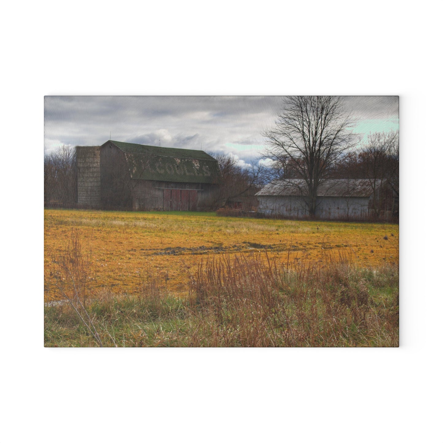 U R There Photography Fields of Golden Clover Rustic Farmhouse Tempered-Glass Cutting Board