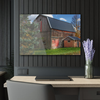 U R There Photography East Leonard Road Red Rustic Farmhouse Acrylic Wall Print 30″ x 20″ (Horizontal) 0.25''