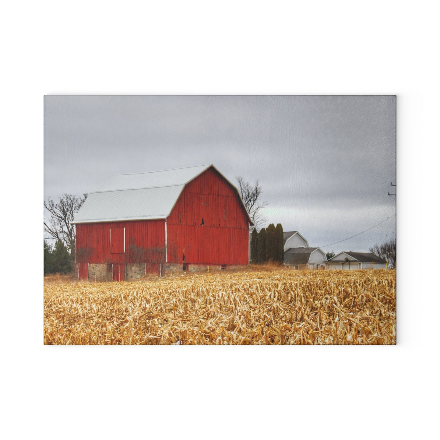 U R There Photography Jones Road Red Rustic Farmhouse Tempered-Glass Cutting Board