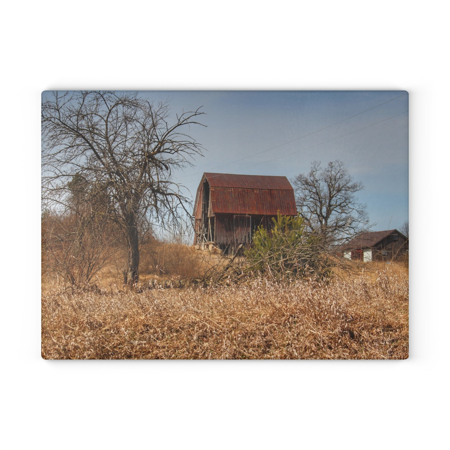 U R There Photography Klam Road Rusted Reds Rustic Farmhouse Tempered-Glass Cutting Board