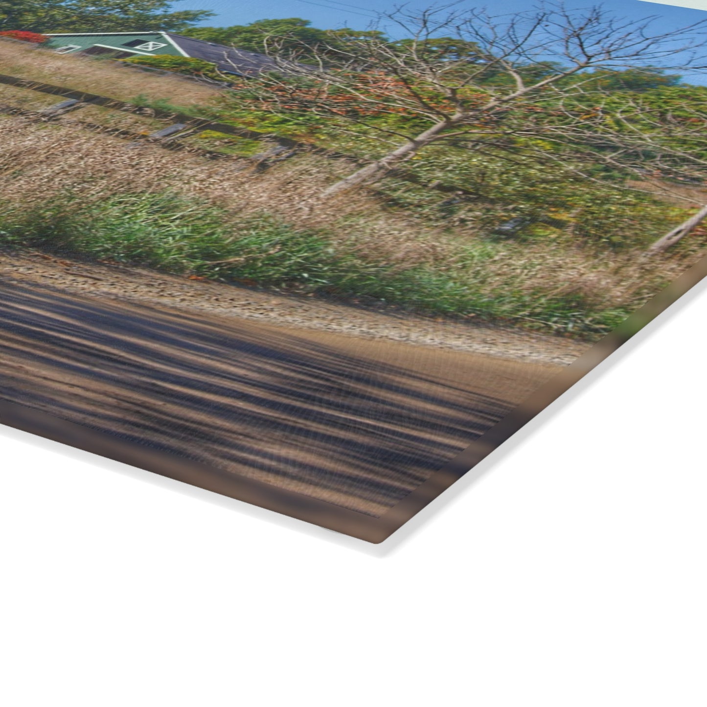 U R There Photography Oakwood Road Hidden Green Rustic Farmhouse Tempered-Glass Cutting Board