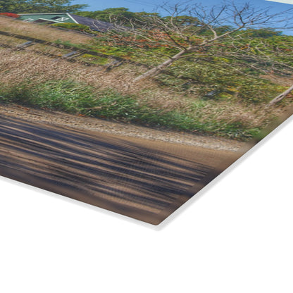 U R There Photography Oakwood Road Hidden Green Rustic Farmhouse Tempered-Glass Cutting Board