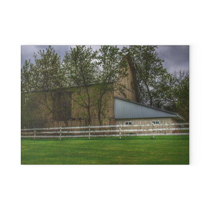 U R There Photography Grange Hall Road Whitewash Grey Rustic Farmhouse Tempered-Glass Cutting Board