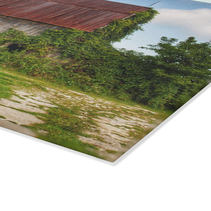 U R There Photography Grey Road Rusted I Rustic Farmhouse Tempered-Glass Cutting Board