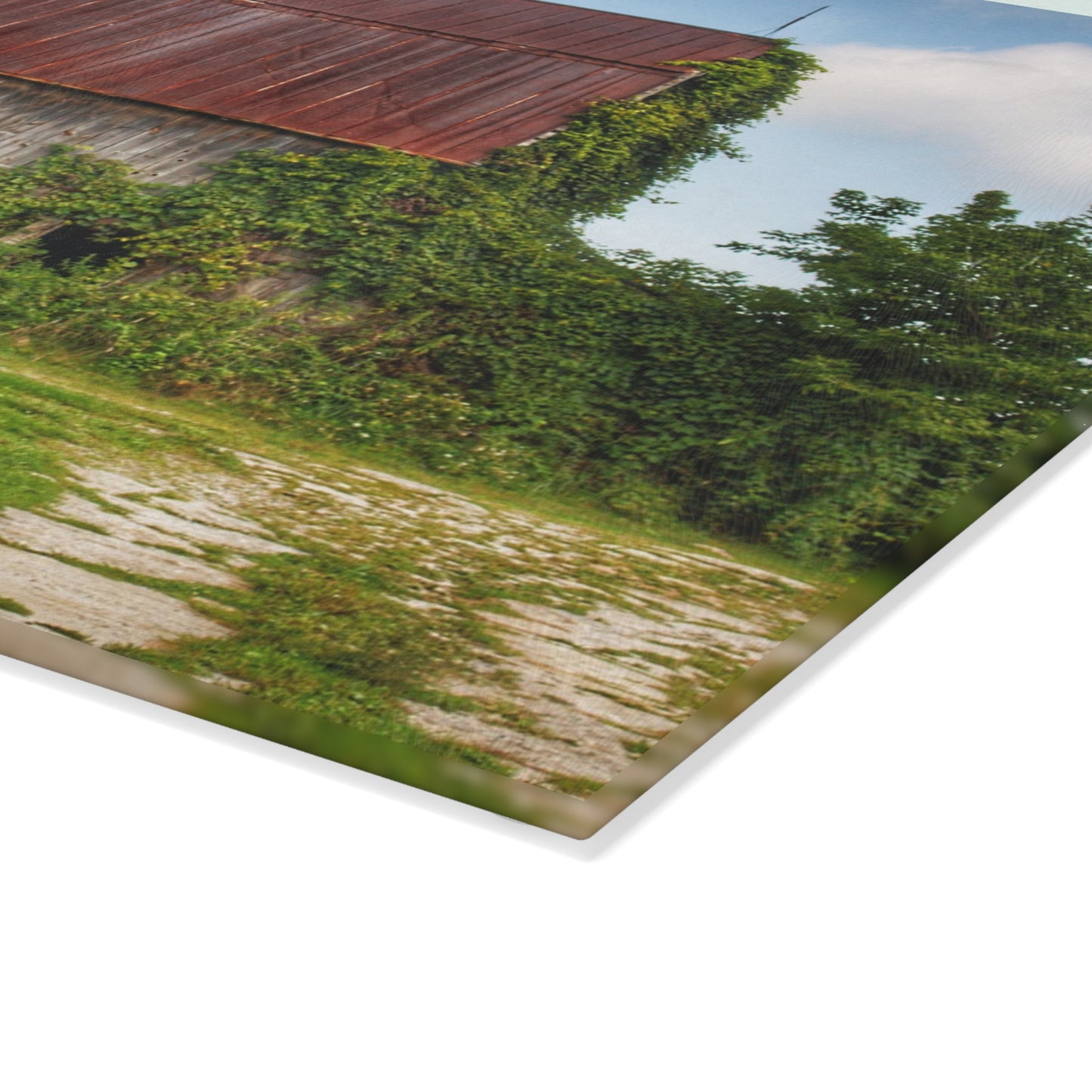 U R There Photography Grey Road Rusted III Rustic Farmhouse Tempered-Glass Cutting Board