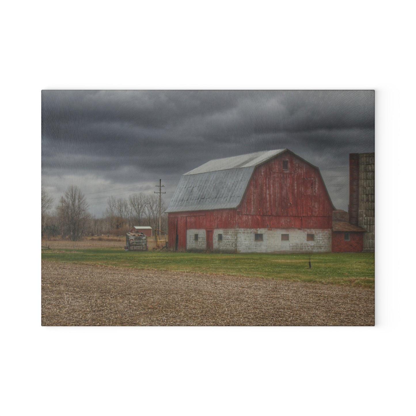 U R There Photography Murray Road Red Rustic Farmhouse Tempered-Glass Cutting Board