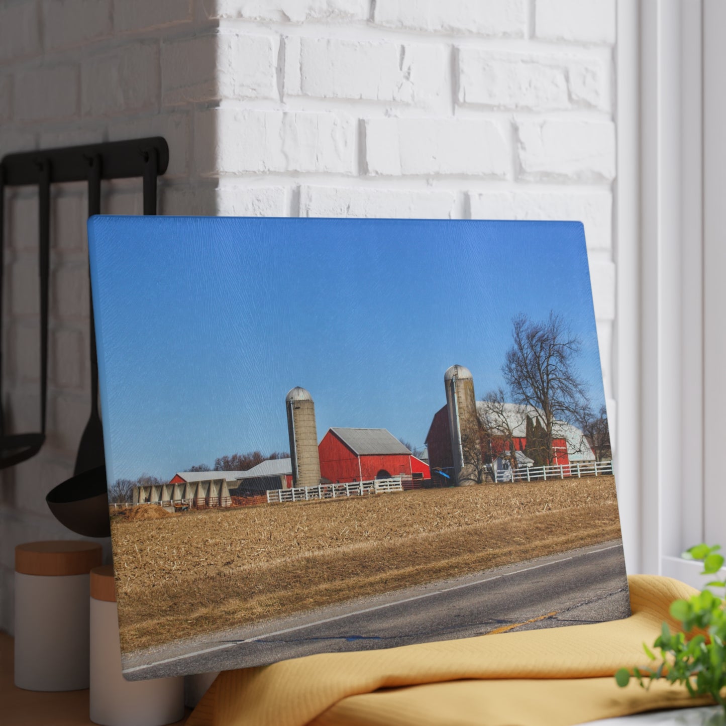 U R There Photography Marlette Reds Rustic Farmhouse Tempered-Glass Cutting Board