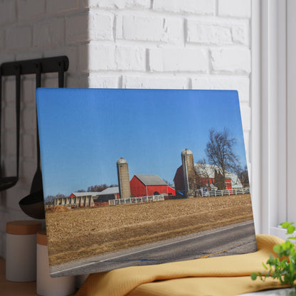 U R There Photography Marlette Reds Rustic Farmhouse Tempered-Glass Cutting Board