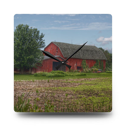 U R There Photography Murphy Lake Road Reds Rustic Farmhouse Acrylic Analog Wall Clock