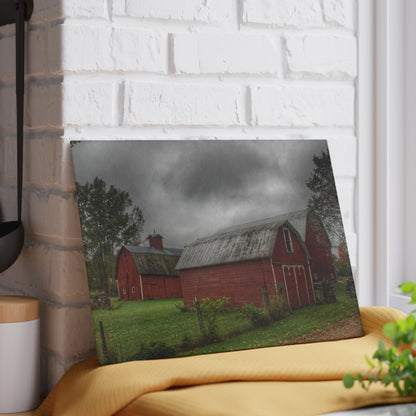 U R There Photography Cramton Road Reds II Rustic Farmhouse Tempered-Glass Cutting Board