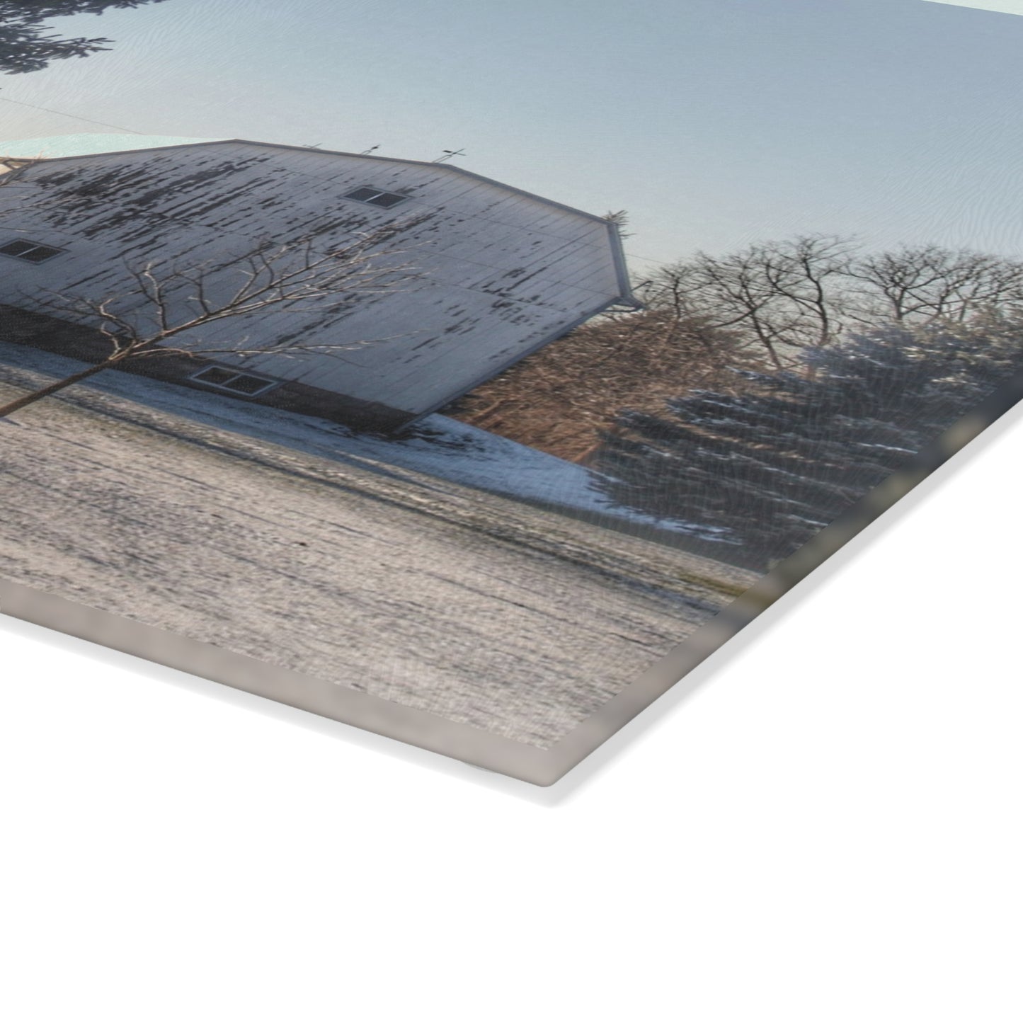 U R There Photography Washburn White Rustic Farmhouse Tempered-Glass Cutting Board