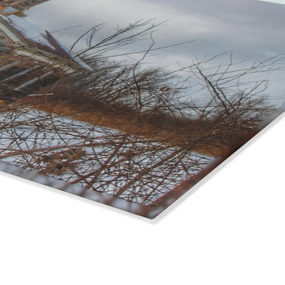 U R There Photography Vermilya Schoolhouse II Rustic Farmhouse Tempered-Glass Cutting Board