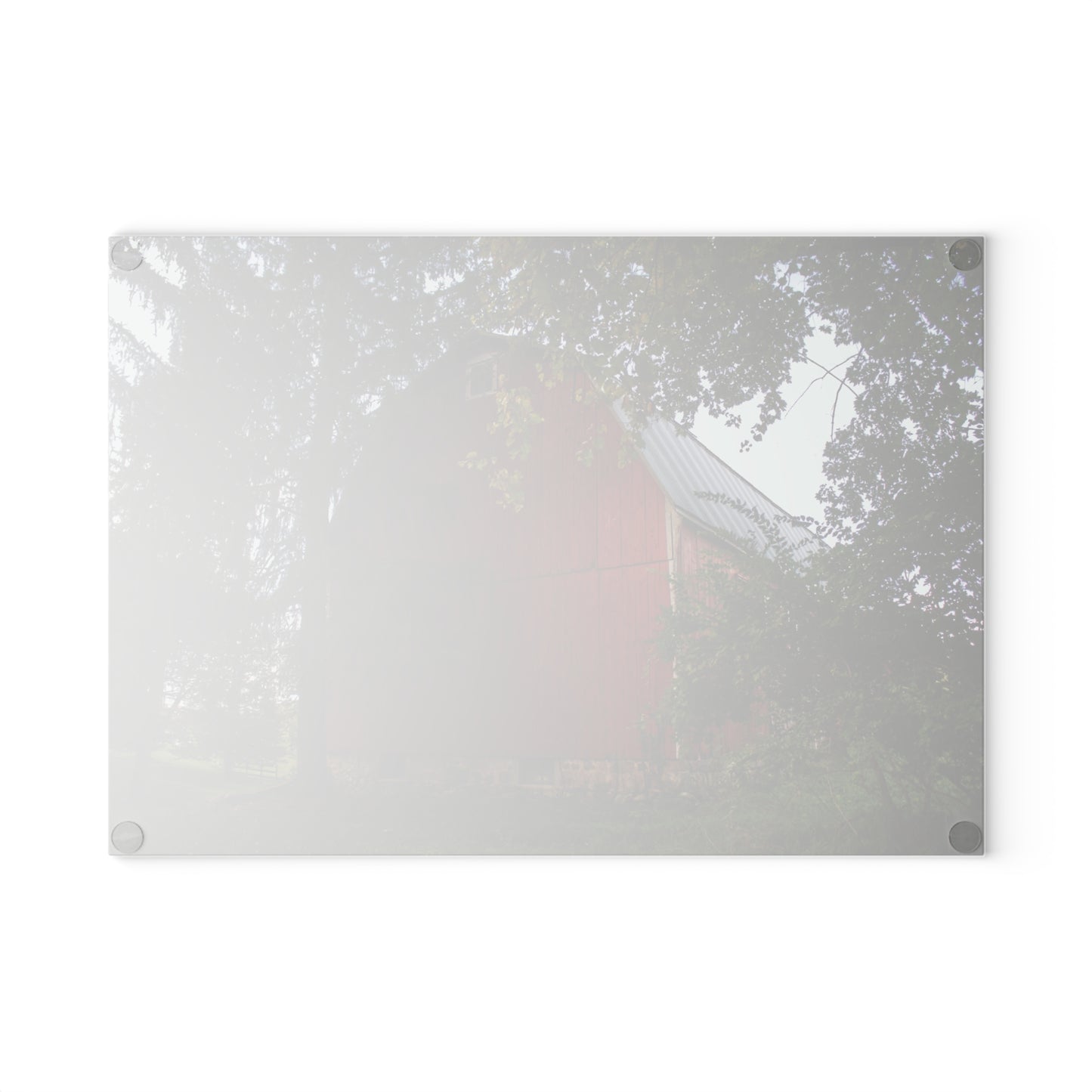 U R There Photography Hough Road Red I Rustic Farmhouse Tempered-Glass Cutting Board