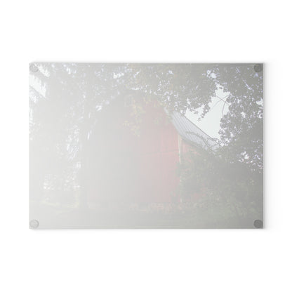 U R There Photography Hough Road Red I Rustic Farmhouse Tempered-Glass Cutting Board