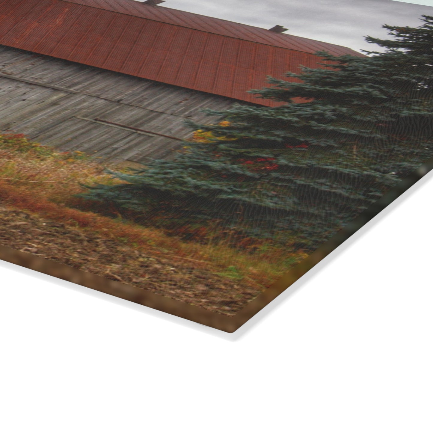 U R There Photography Sheridan Line Road Rusted Grey II Rustic Farmhouse Tempered-Glass Cutting Board